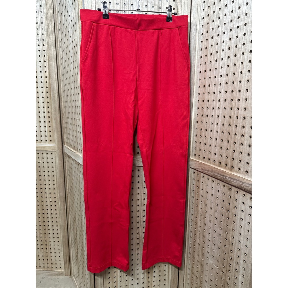 Urban Coco Womens Red High Rise Straight Leg Stitched Crease Dress Pants Large - Picture 1 of 5